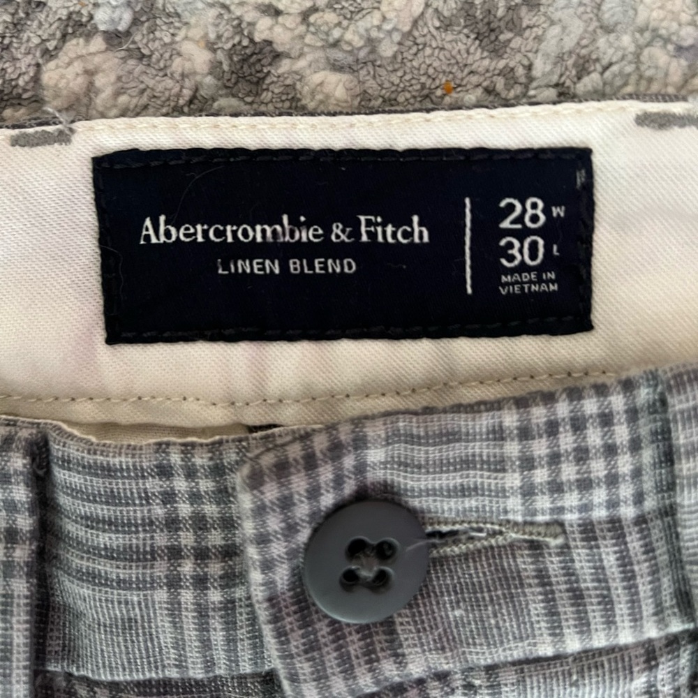 NWT Abercrombie & Fitch Plaid Linen Blend Skinny Taper Pants Size 28 - Picture 5 of 5